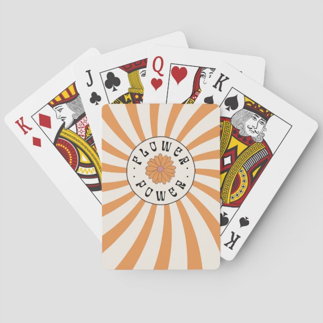 Baraja De Cartas Flower Power with Psychedelic Orange Rays (Reverso)
