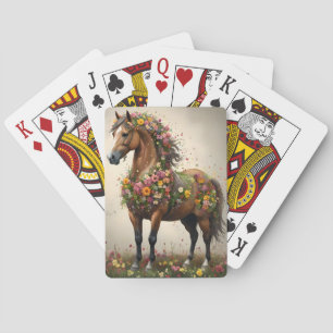 Baraja De Cartas Flowery Brown Horse Fantasy Garden,