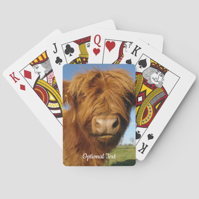 Baraja De Cartas Fluffy Scottish Highland Cow - Blue Sky (Reverso)
