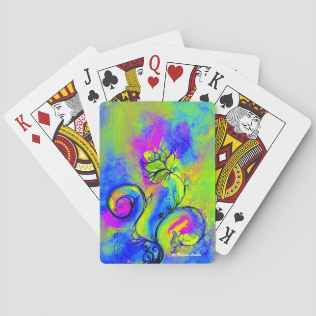 BARAJA DE CARTAS FLUJOS BLANCOS,FLORES RODADOS PLANTAS ROSAS (Reverso)