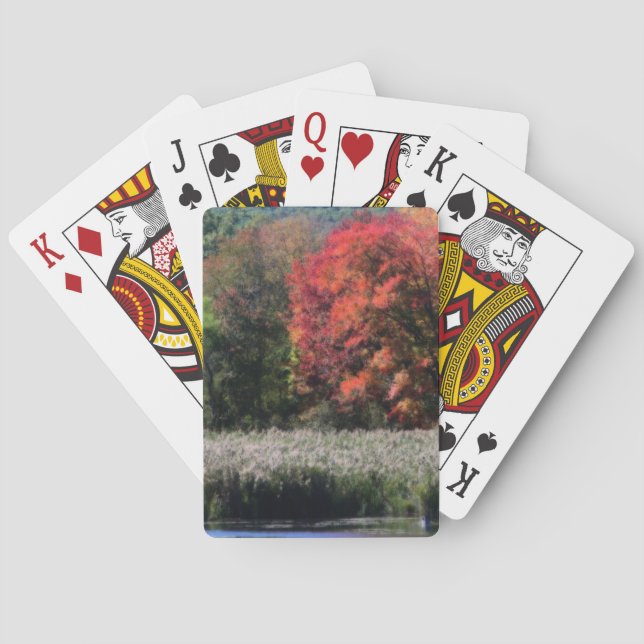 Baraja De Cartas Foliage otoñal bordeando una naturaleza pantanosa (Reverso)