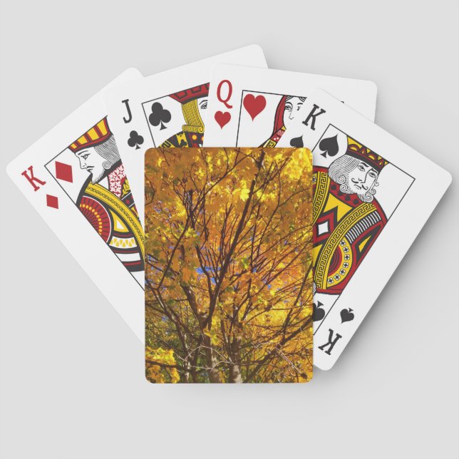 Baraja De Cartas Follaje Amarillo de Otoño (Reverso)