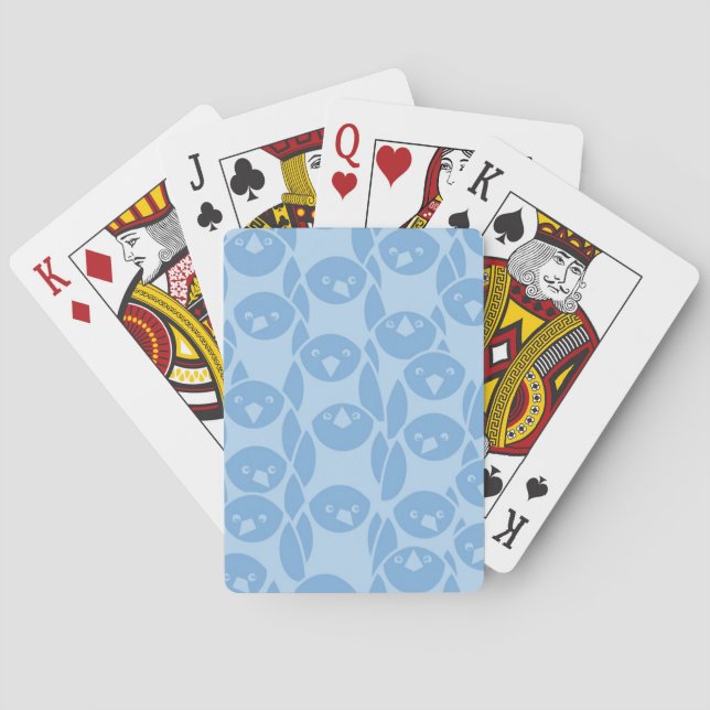 Baraja De Cartas Fondo azul del modelo de los pingüinos (Reverso)