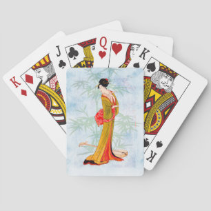 Baraja De Cartas Fondo azul Geisha Bamboo