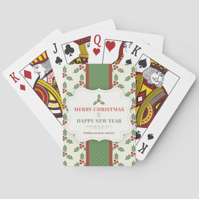Baraja De Cartas Fondo blanco con Mistletoe y mensaje (Reverso)