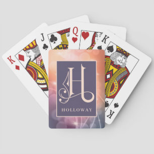 Baraja De Cartas Fondo Bokeh Monograma H, Personalizable
