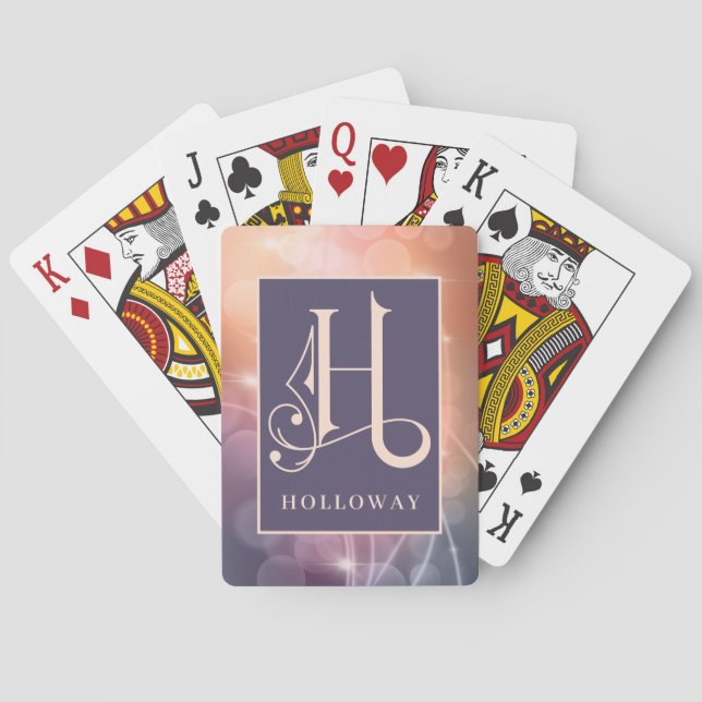 Baraja De Cartas Fondo Bokeh Monograma H, Personalizable (Reverso)