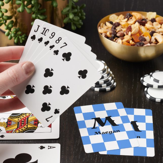 Baraja De Cartas Fondo con patrón de cuadros azules (In Situ)
