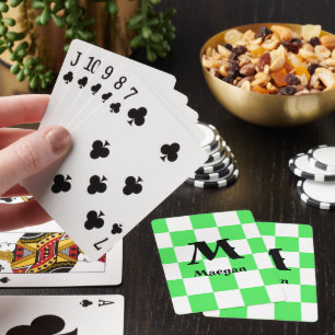 Baraja De Cartas Fondo con patrón de cuadros verdes