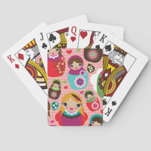 Baraja De Cartas Fondo de ilustracion de muñecas rusas