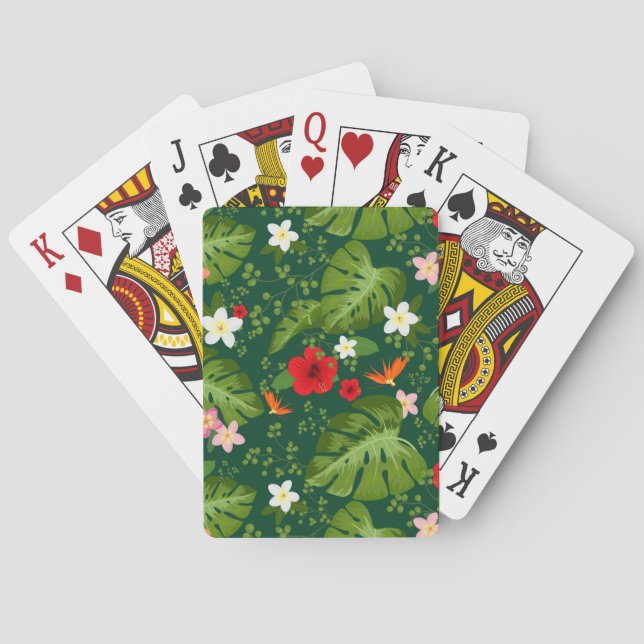 Baraja De Cartas Fondo de las flores tropicales 7 (Reverso)