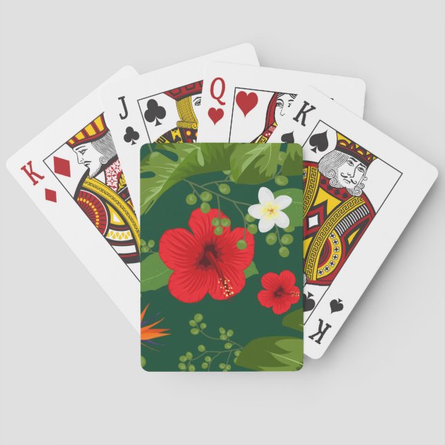 Baraja De Cartas Fondo de las flores tropicales 8 (Reverso)