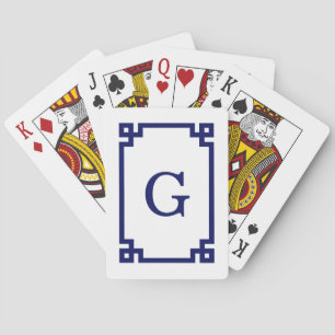 Baraja De Cartas Fondo de llave griega azul marino enmarcado #2 1I