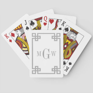 Baraja De Cartas Fondo de llave griega griega gris oscuro enmarcado