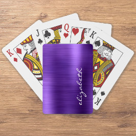 Baraja De Cartas Fondo de Metal Pulido Morado con Letra Personaliza