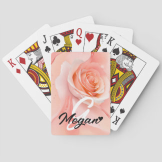 Baraja De Cartas Fondo del Rosa de Peach Fuzz Monograma Nombre Cora