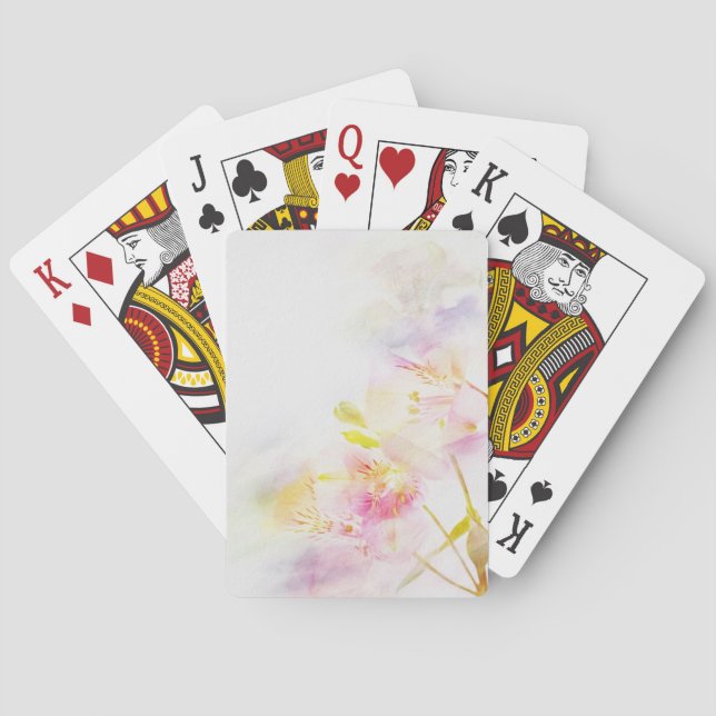 Baraja De Cartas fondo floral con flores acuarelas (Reverso)