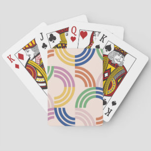 Baraja De Cartas Fondo geométrico de curvas retro rayadas