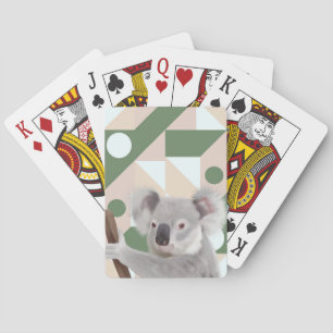 Baraja De Cartas Fondo geométrico verde fluffy Koala