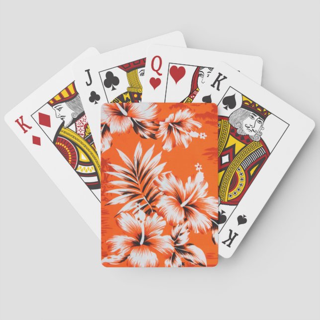 Baraja De Cartas Fondo hawaiano de flores hibiscus (Reverso)