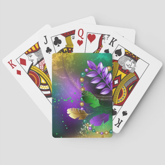 Baraja De Cartas Fondo irlandés mardi gras con cuentas (Reverso)