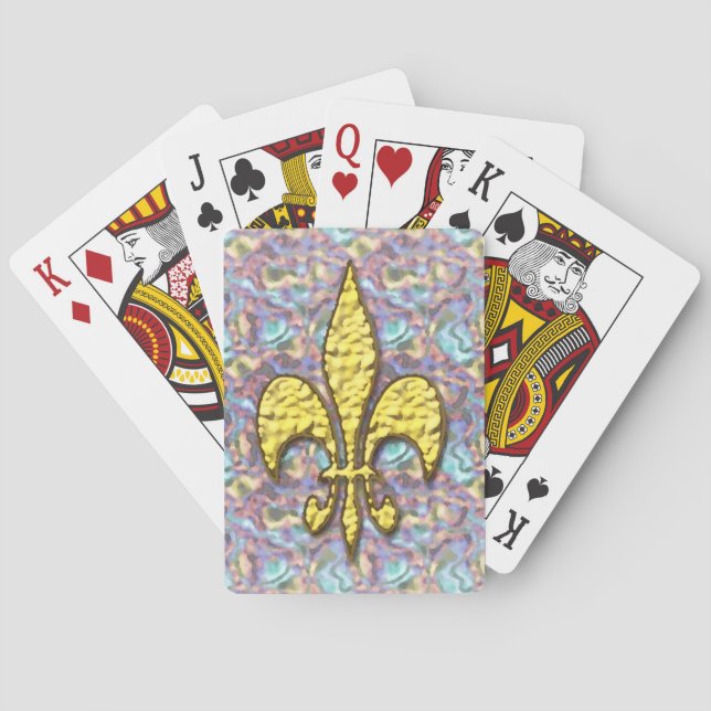 Baraja De Cartas Fondo Psicodélico Gold Fleur de Lis (Reverso)