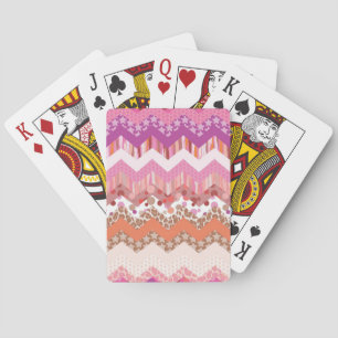 Baraja De Cartas Fondo rosado del zigzag