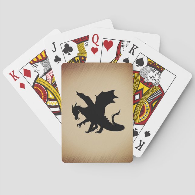 Baraja De Cartas Fondo rústico del dragón negro (Reverso)