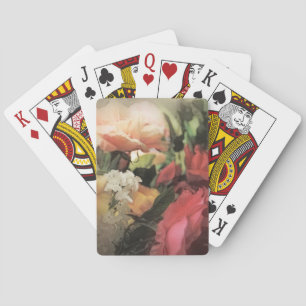 Baraja De Cartas fondo vibrante floral vintage de arte con rojo