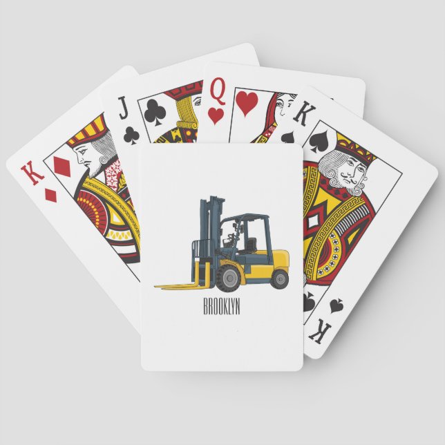 Baraja De Cartas Forklift cartoon illustration (Reverso)