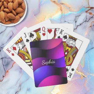 Baraja De Cartas Formas curvas coloridas, nombre en escritura blanc