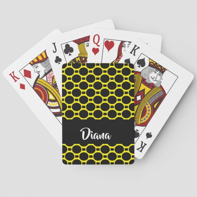 Baraja De Cartas Formas ovaladas amarillo negro (Reverso)
