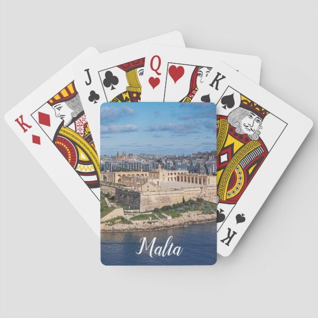 Baraja De Cartas Fort Manoel y Sliema desde La Valeta, Malta (Reverso)
