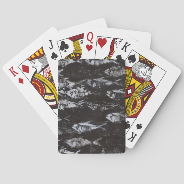 Baraja De Cartas Fossil White Fish on Black Background (Reverso)