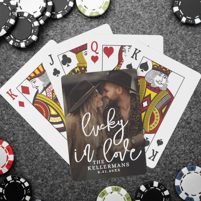 Baraja De Cartas Foto Afortunado en el Amor (Lucky In Love Photo Poker Cards)