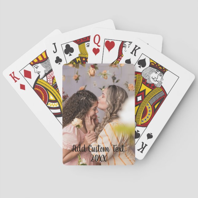 Baraja De Cartas Foto completa - Texto personalizado vertical y fot (Reverso)