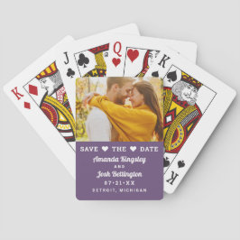 Baraja De Cartas Foto Corazón Morado Moderno Anuncio de Compromiso