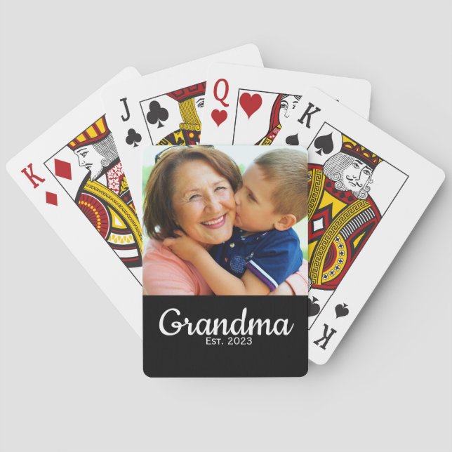 Baraja De Cartas Foto de Abuela con Letra Moderna Establecida (Reverso)