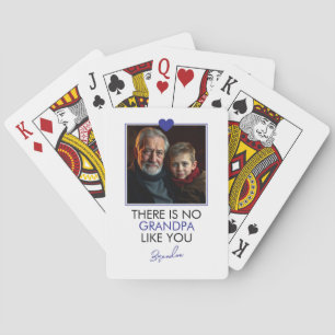 Baraja De Cartas Foto de abuelo de nieto de corazón azul simple