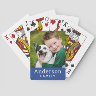 Baraja De Cartas Foto de apellido familiar azul real moderno