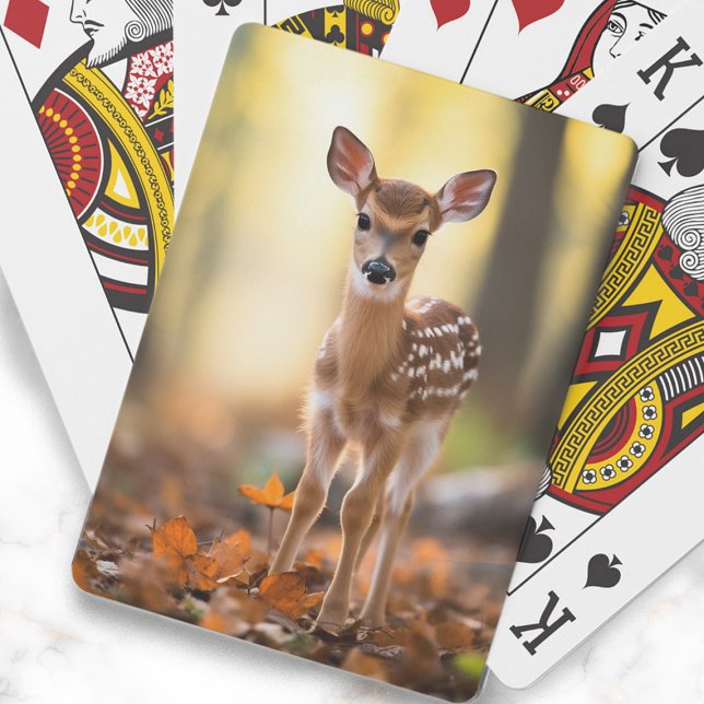 Baraja De Cartas Foto de cervatillo en el bosque (Baby deer photo playing cards)