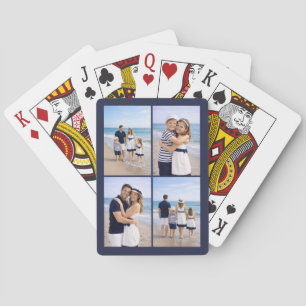 Baraja De Cartas Foto de familia personalizada azul marino náutico