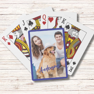 Baraja De Cartas Foto de guión azul personalizada