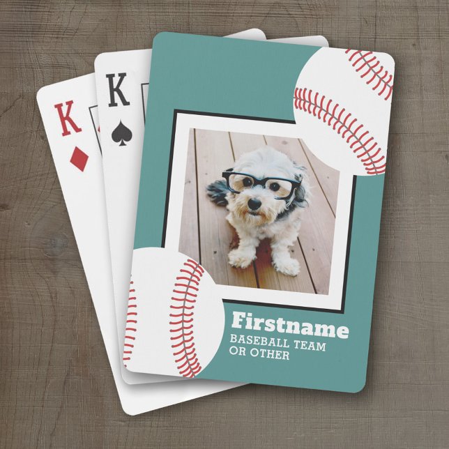 Baraja De Cartas Foto de la pelota de béisbol Añadir tu nombre - Pu (Personalized Playing Cards - Sporty Design)