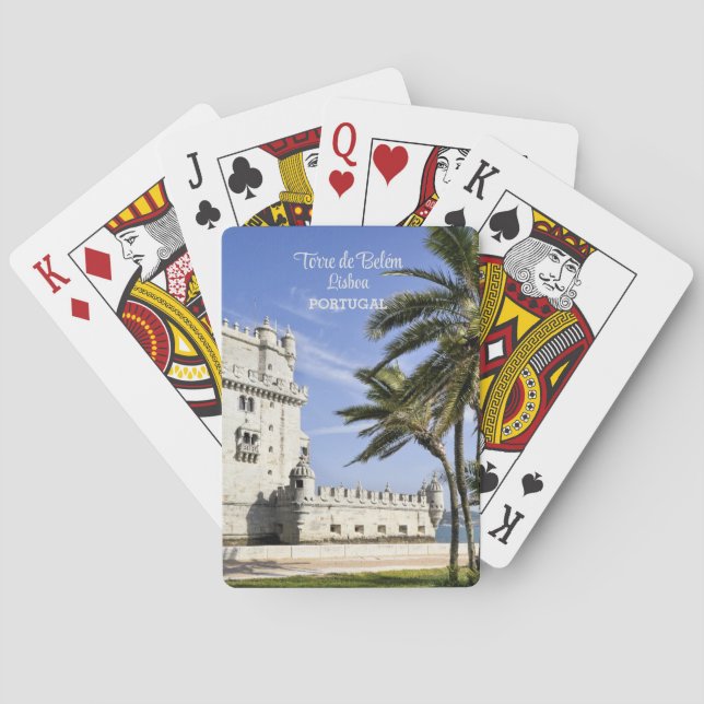 Baraja De Cartas Foto de la torre Belém cerca del río Tajo, Lisboa (Reverso)