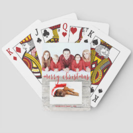 Baraja De Cartas Foto de madera rústica de las Felices Navidad -