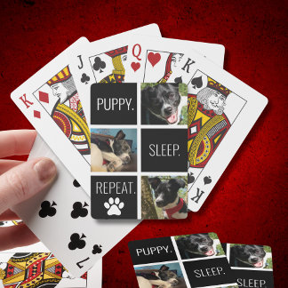 Baraja De Cartas Foto de Mascota geométrico de Puppy Lover en blanc