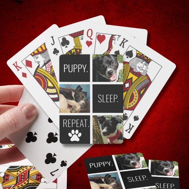 Baraja De Cartas Foto de Mascota geométrico de Puppy Lover en blanc (Photos of your dog on playing cards makes game night even more fun! Also great for stocking stuffers)