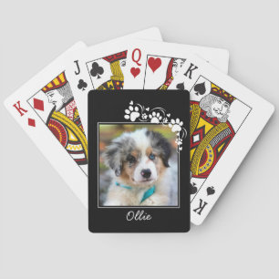 Baraja De Cartas Foto de Mascota Huellas de Pata Corazón Nombre de 