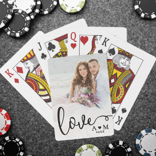 Baraja De Cartas Foto de pareja con letra elegante de amor